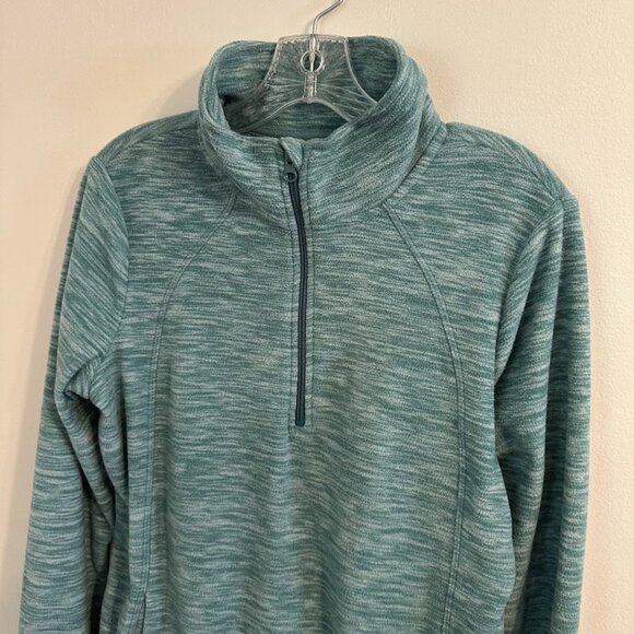 St. John's Bay Quarter-Zip Fleece Pullover in Heather Green Blue - Size Medium - Picture 5 of 7